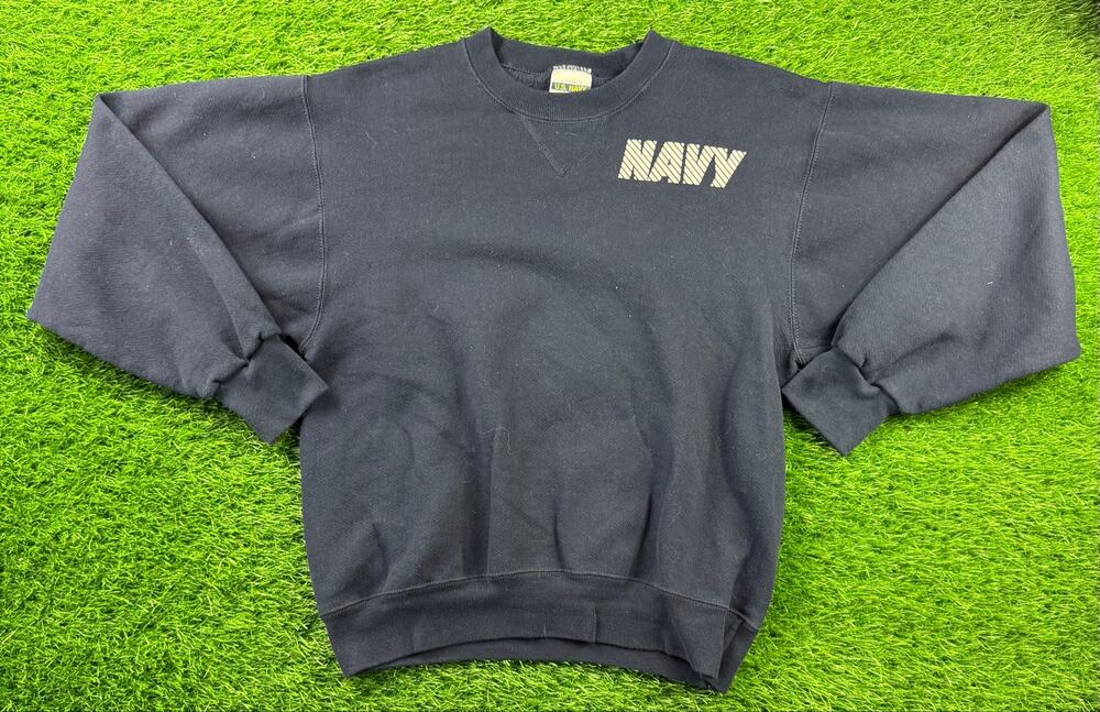 VTG 90s Soffe US Navy Crewneck Sweatshirt Sz S Blue Reflective USA Made Pullover